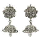 Kriaa Austrian Stone Rhodium Plated Jhumki Earrings - 1300725