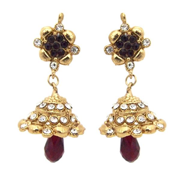 Kriaa Austrian Stone Gold Plated Jhumki Earrings - 1300734