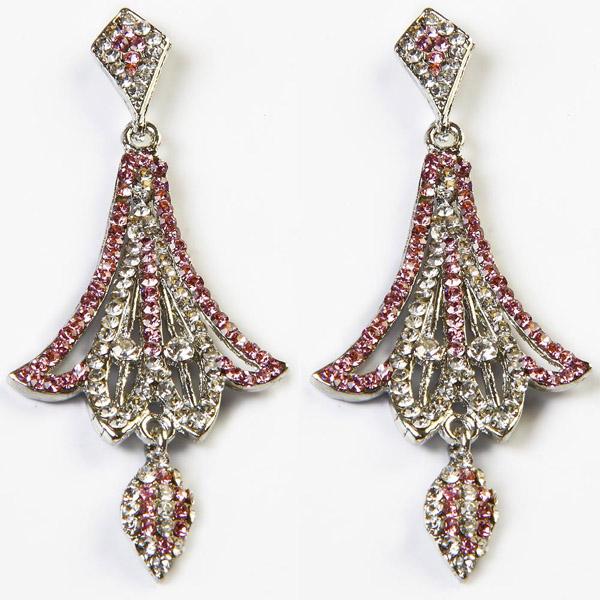 Kriaa Rhodium Plated Austrian Stone Dangler Earrings - 1301312