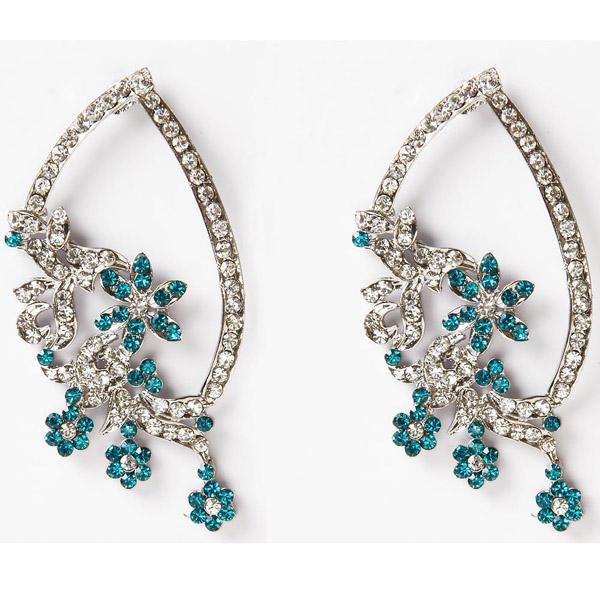 Kriaa Austrian Stone Rhodium Plated Dangler Earrings - 1301323