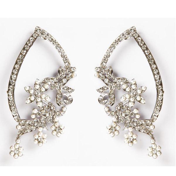 Tip Top Fashions Stone Silver Plated Dangler Earrings - 1301324