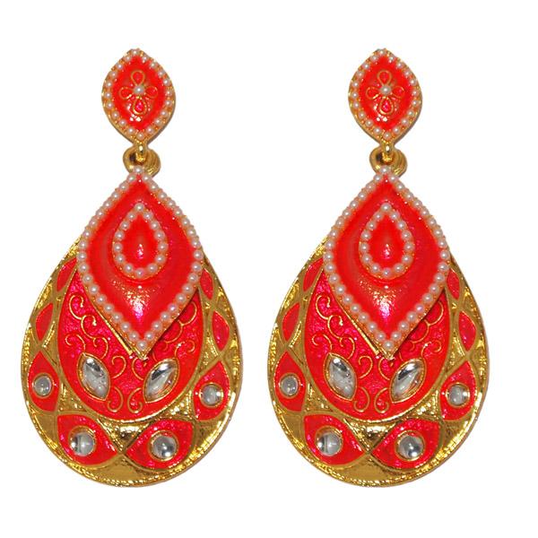 Kriaa Red Meenakari Gold Plated Dangler Earrings
