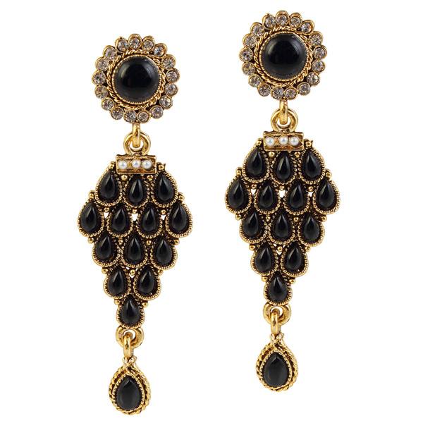 14Fashions Kundan Antique Gold Plated Dangler Earrings - 1304902