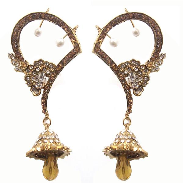 Kriaa Austrian Stone Gold Plated Ear Cuffs Jhumki Earrings - 1300504