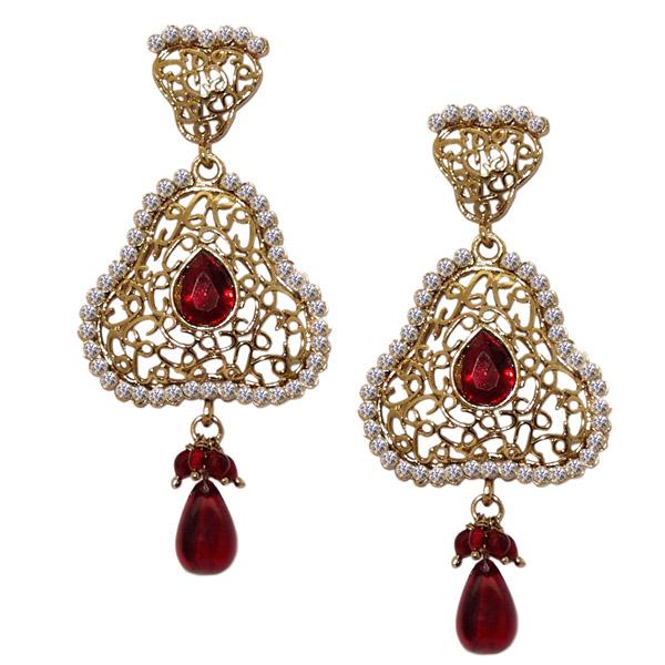 Kriaa Gold Plated Austrian Stone Drop Dangler Earrings - 1301917