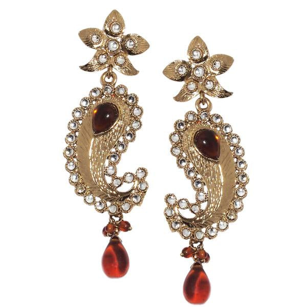 Kriaa Gold Plated Austrian Stone Drop Dangler Earrings - 1301918