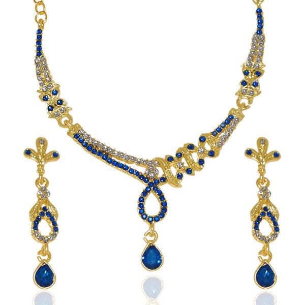 The99Jewel Gold Plated Blue Austrian Stone Necklace Set - 1103914