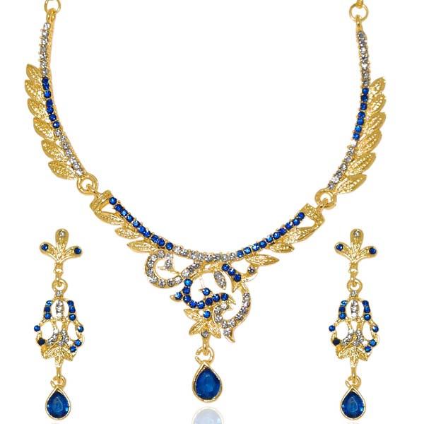 The99Jewel Blue Austrian Stone Gold Plated Necklace Set - 1103921