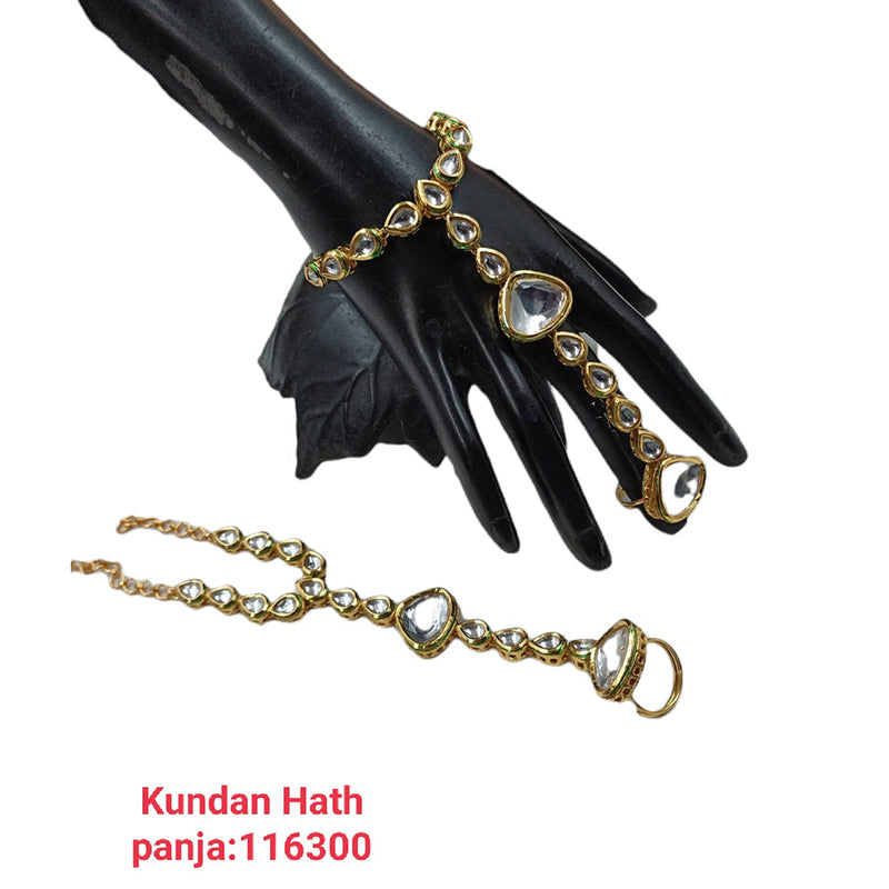 Padmawati Bangles Gold Plated Kundan Stone Chain Hand Panja