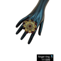 Padmawati Bangles Gold Plated Austrian & Crystal Stone Adjustable Finger Ring For Women