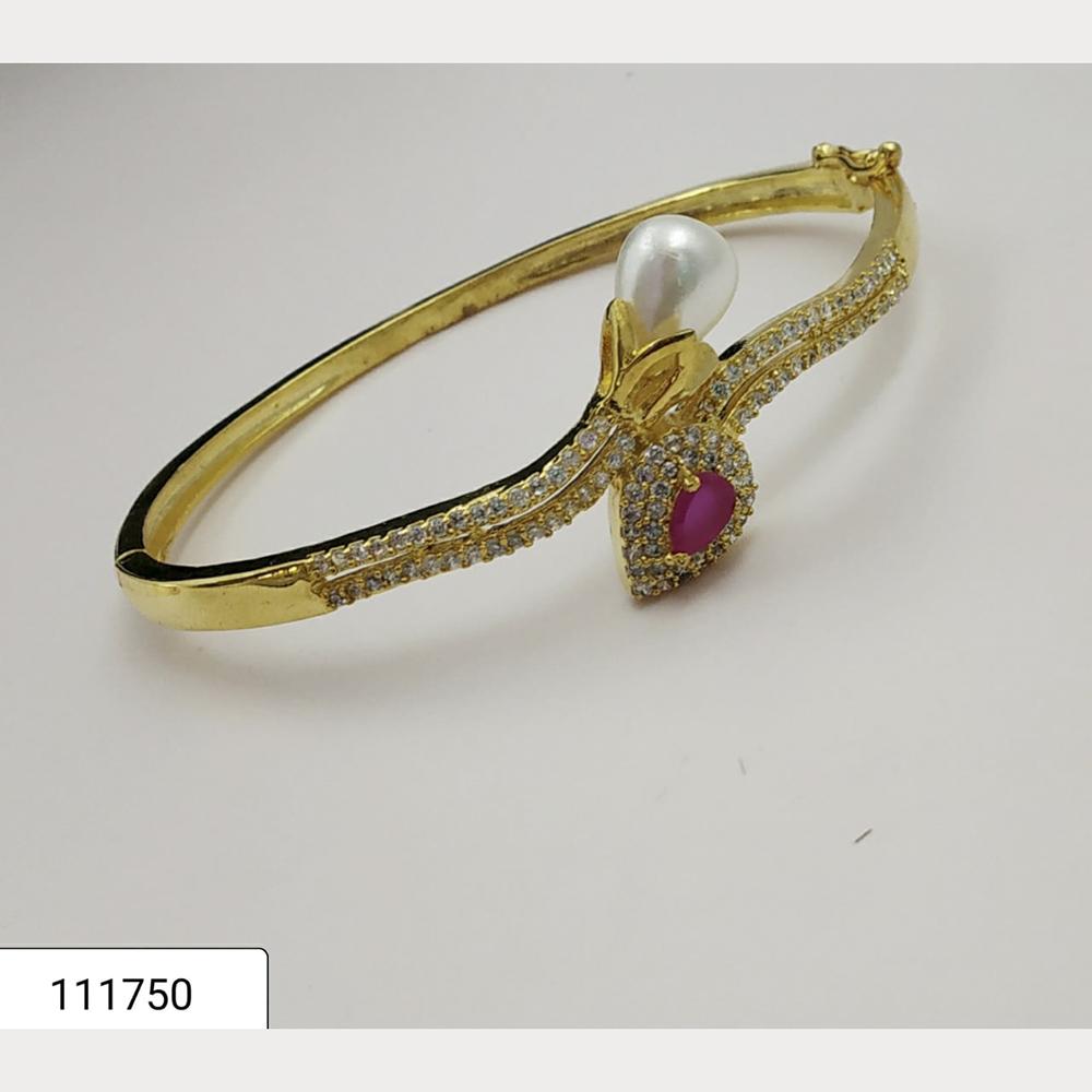 Padmawati Bangles Gold Plated White And Pink Stone Adjustable Bracelet - PBBAN05