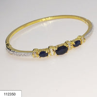 Padmawati Bangles Gold Plated Blue Stone Adjustable Bracelet - PBBAN11