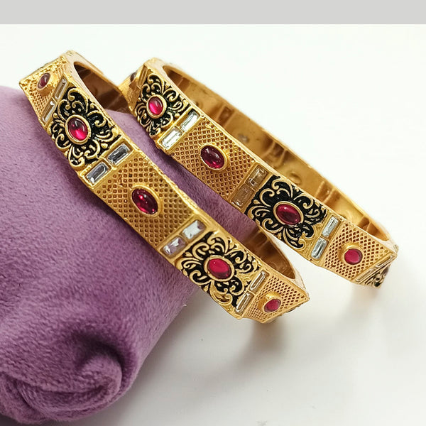Padmawati Bangles Gold Plated Pink Stone Bangles Set