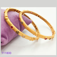 Padmawati Bangles Matte Finish Gold Plated Pink Stone Bangles Set