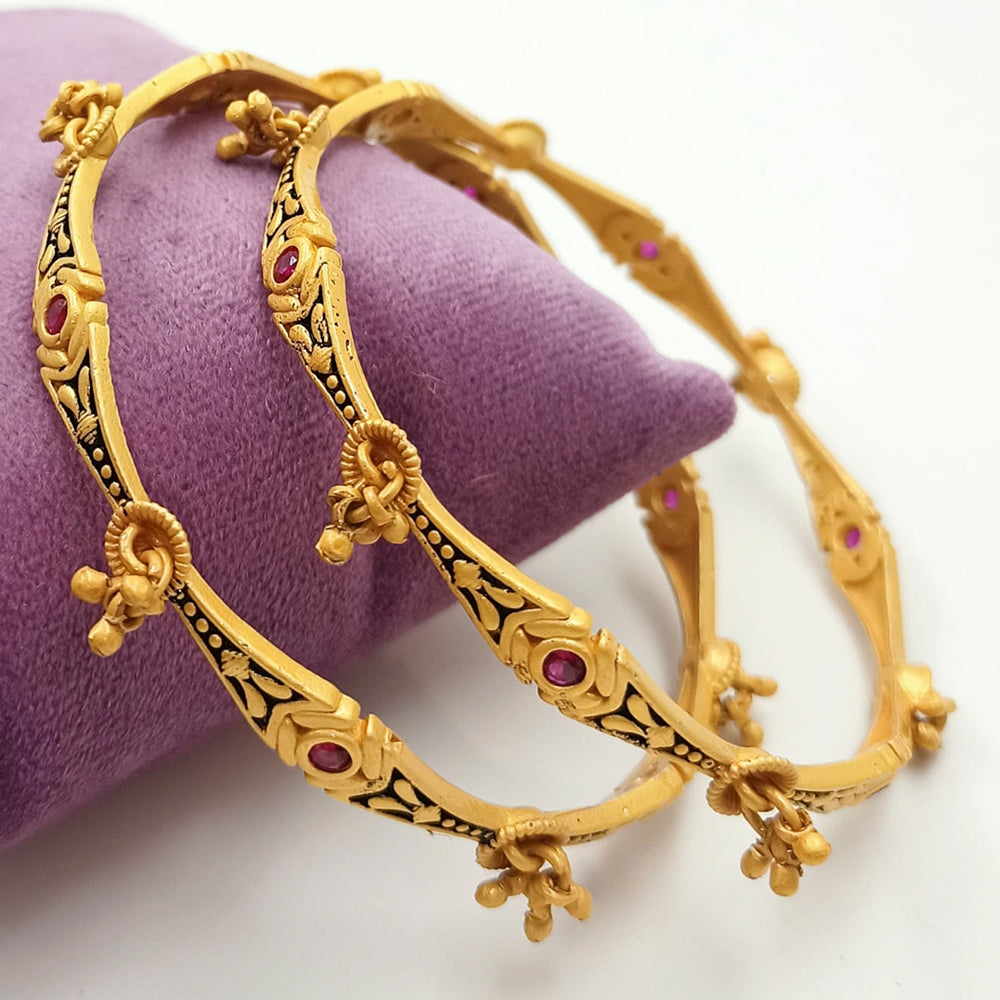 Padmawati Bangles Gold Plated Pink Stone Bangles Set