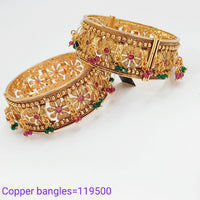 Padmawati Bangles Copper Ruby Stone Bangles Set