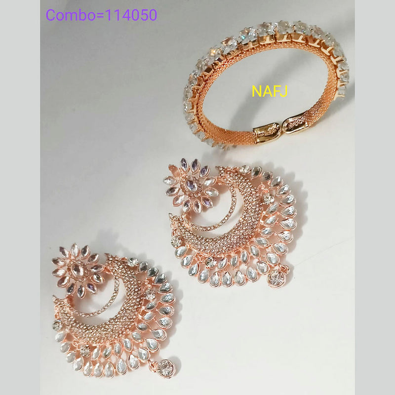 Padmawati Bangles Rose Gold Plated Austrian Stone Jewellery Combo