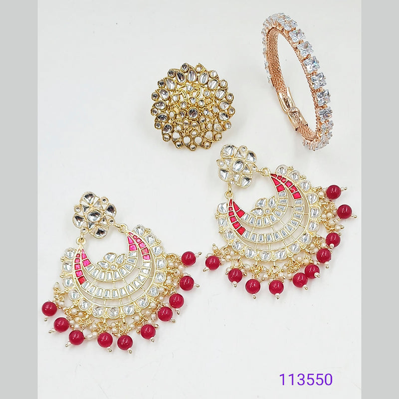 Padmawati Bangles Gold Plated Kundan Stone & Beads Jewellery Combo