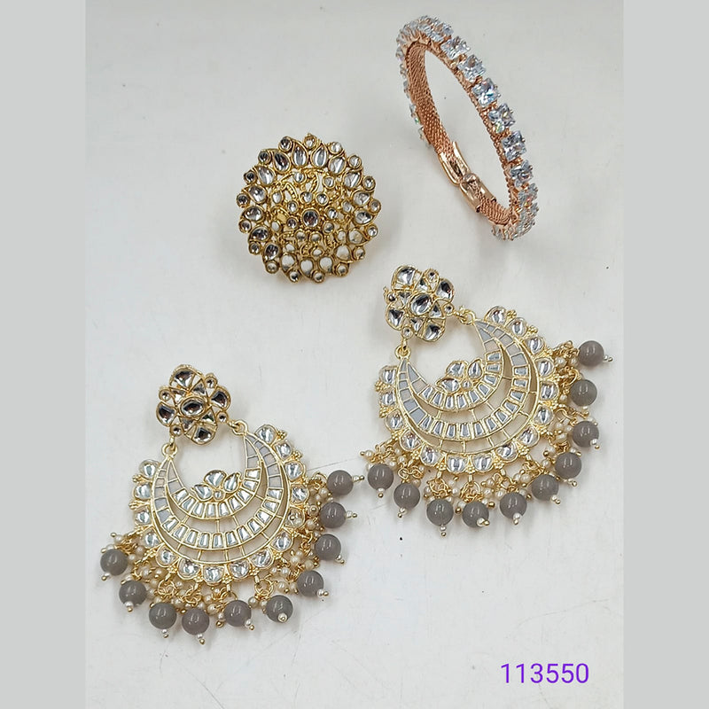 Padmawati Bangles Gold Plated Kundan Stone & Beads Jewellery Combo