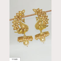 Padmawati Bangles White Kundan And Pearl Peacock Jhumki Earrings - PBEAR02