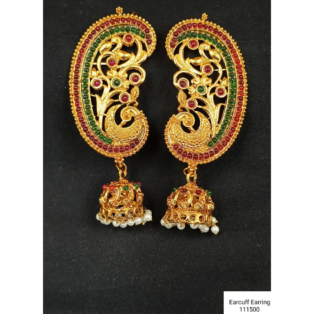 Padmawati Bangles Gold Plated Pota Stone Earcuff Earrings