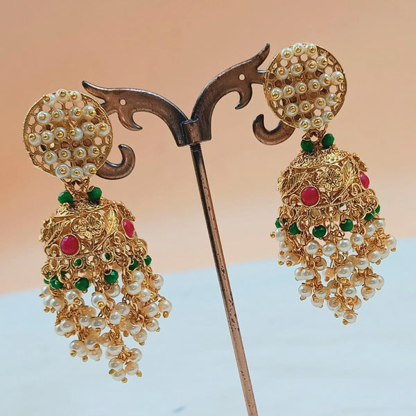Padmawati Bangles Gold Plated Austrian Stone And Pearl  Jhumki Earrings