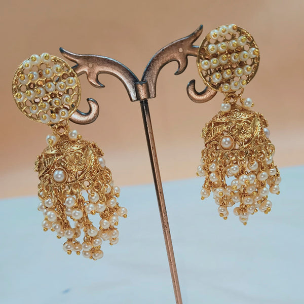 Padmawati Bangles Gold Plated Pearl Jhumki Earrings