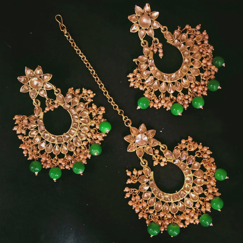 Padmawati Bangles Gold Plated Kundan & Pearl Earrings With Maang Tikka