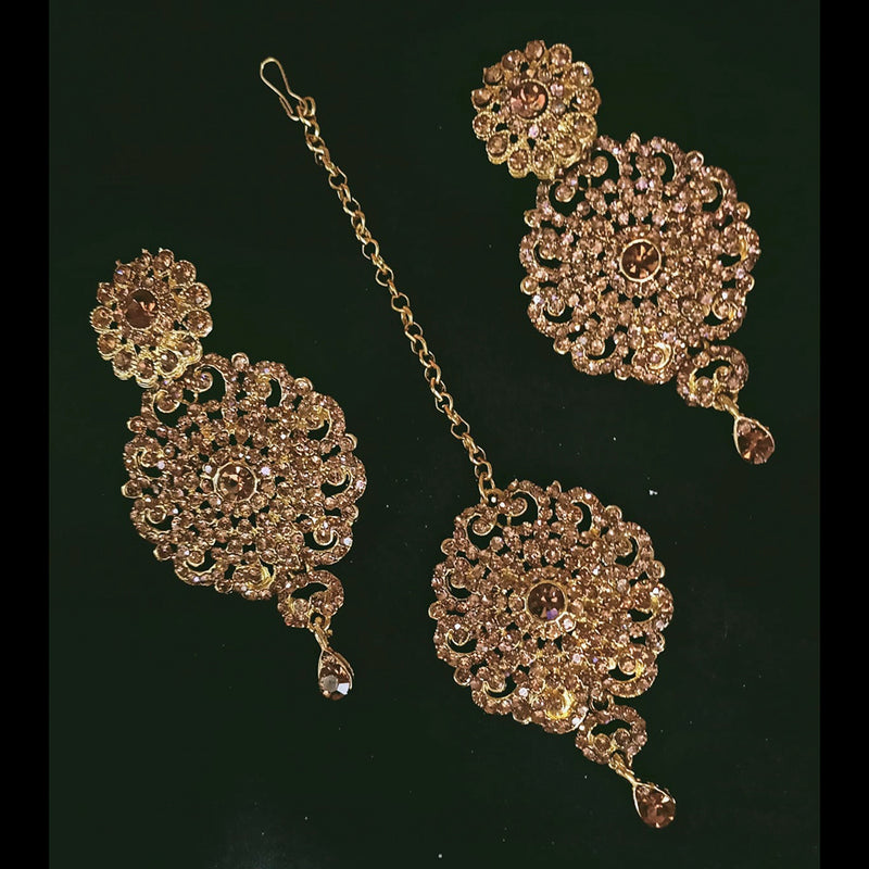 Padmawati Bangles Gold Plated Austrian Stone Earrings With Maang Tikka