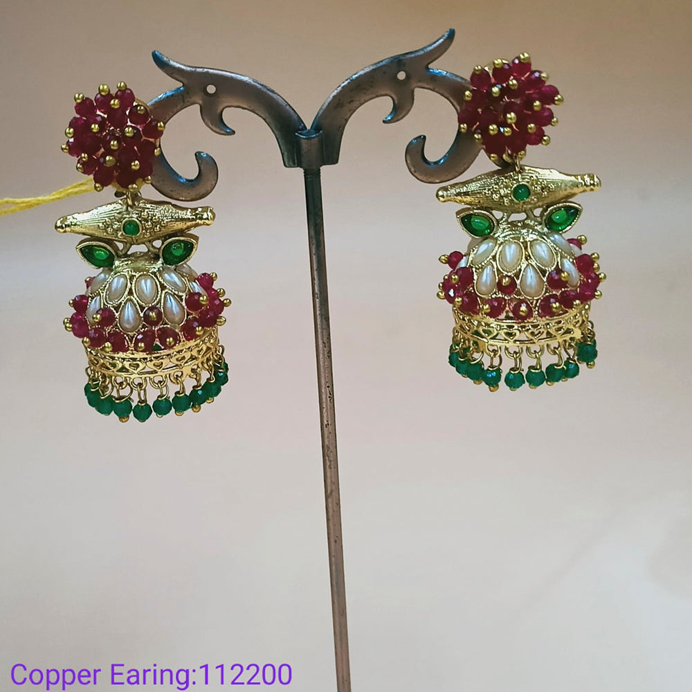 Padmawati Bangles Copper Plated Kundan And Pearl Dangler Earrings