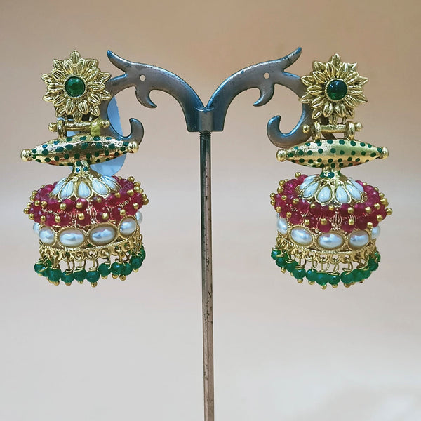 Padmawati Bangles Copper Plated Kundan And Pearl Dangler Earrings