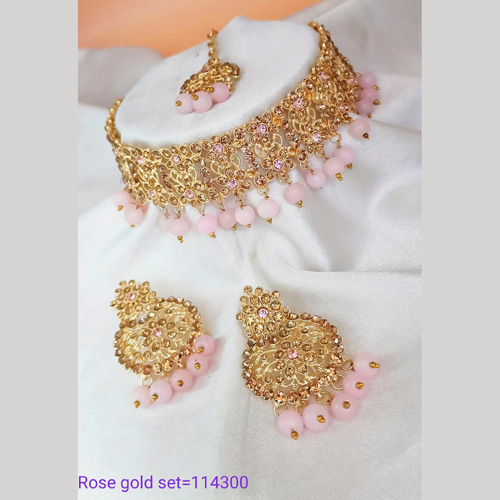 Padmawati Bangles Austrian Stone And Beads Gold Plated Choker Necklace Set