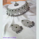 Padmawati Bangles Austrian Stone And Beads Silver Plated Choker Necklace Set