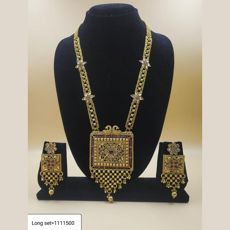Padmawati Bangles Gold Plated White And Pink  Kundan Long Necklace Set - PBNECK102