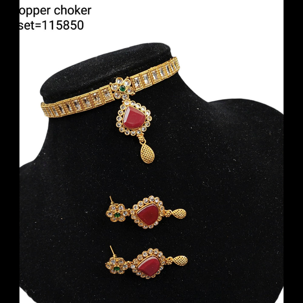 Padmawati Bangles Copper Kundan Stone Choker Necklace Set