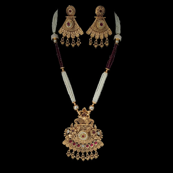 Padmawati Bangles Pota  Stone Gold Plated Long Haram Necklace Set