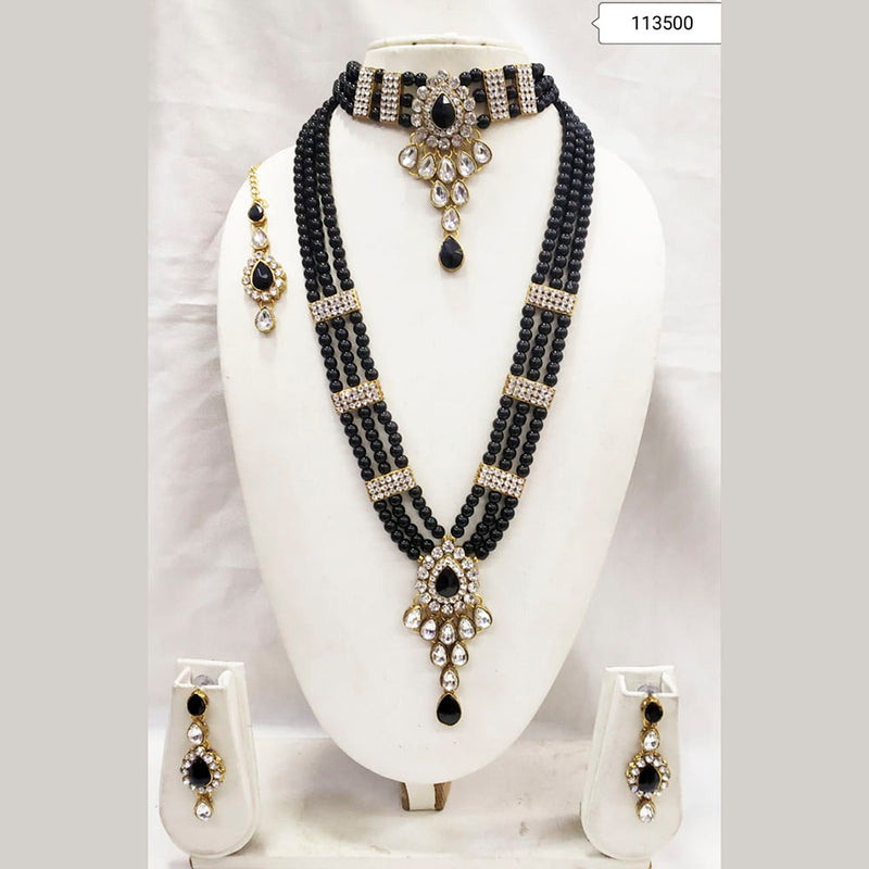Padmawati Bangles Gold Plated Austrian Stone Long Necklace Set