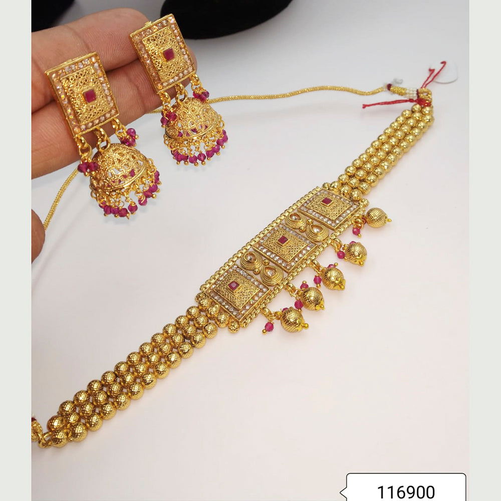 Padmawati Bangles Gold Plated Austrian Stone Choker Necklace Set