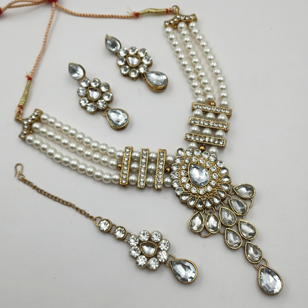 Padmawati Bangles Gold Plated Austrian StoneBeads Choker Necklace Set