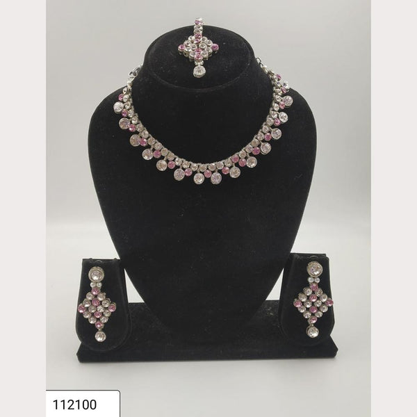 Padmawati Bangles Gold Plated Pink Austrian Stone Necklace Set - PBNECK20