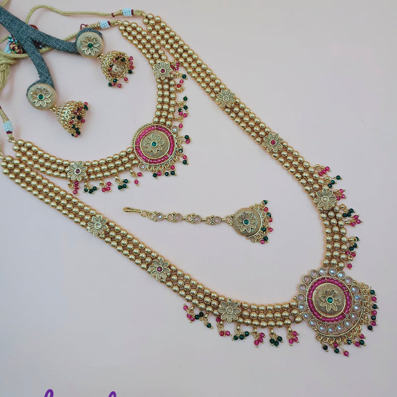 Padmawati Bangles Gold Plated Austrian Stone Long Necklace Set