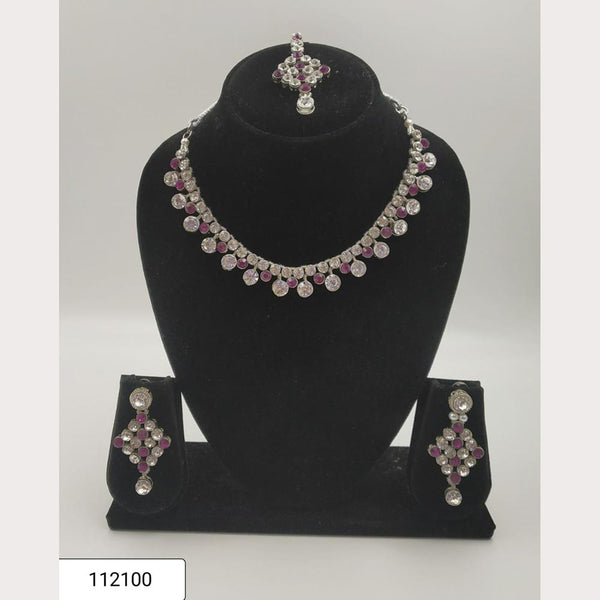 Padmawati Bangles Gold Plated Pink Austrian Stone Necklace Set - PBNECK23