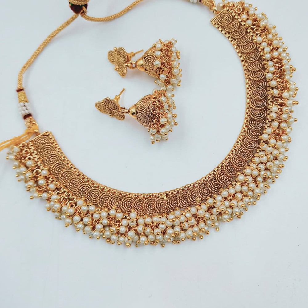 Padmawati Bangles Gold Plated Pearl Choker Necklace Set