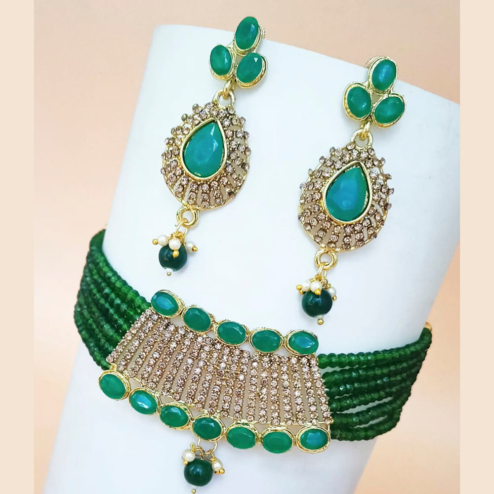 Padmawati Bangles Gold Plated Austrian Stone And Beads Choker Necklace Set