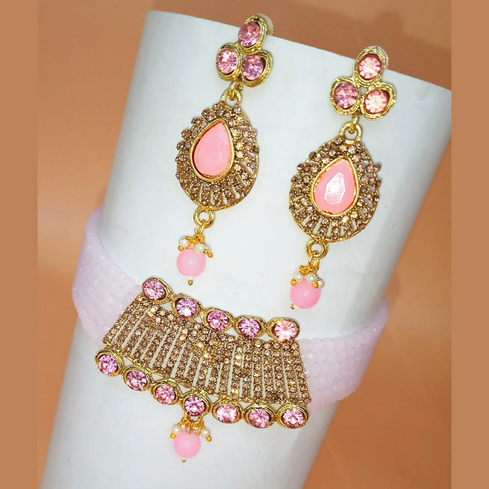 Padmawati Bangles Gold Plated Austrian Stone And Beads Choker Necklace Set