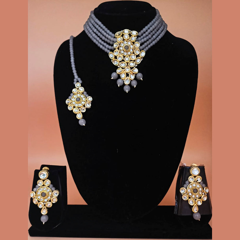 Padmawati Bangles Gold Plated Kundan And Beads Choker Necklace Set