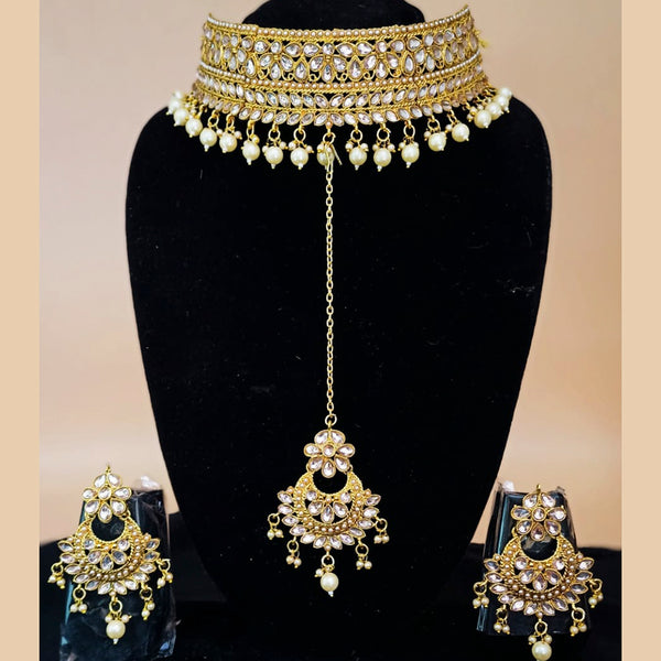 Padmawati Bangles Gold Plated Beads & Kundan Choker Necklace Set