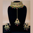 Padmawati Bangles Gold Plated Beads & Kundan Choker Necklace Set