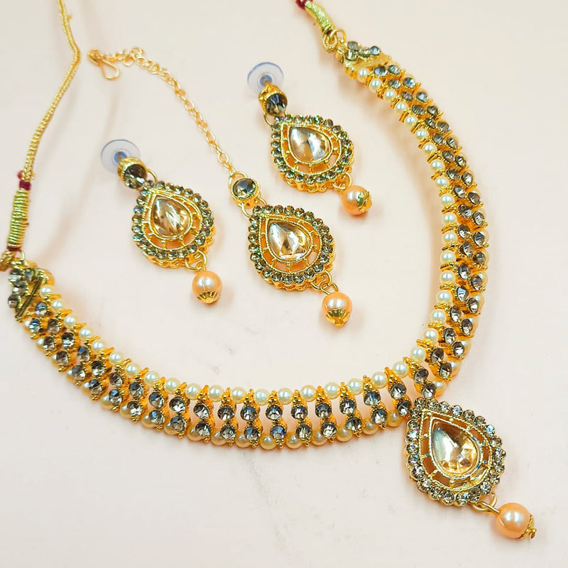 Padmawati Bangles Gold Plated Austrian Stone & Pearl Choker Necklace Set