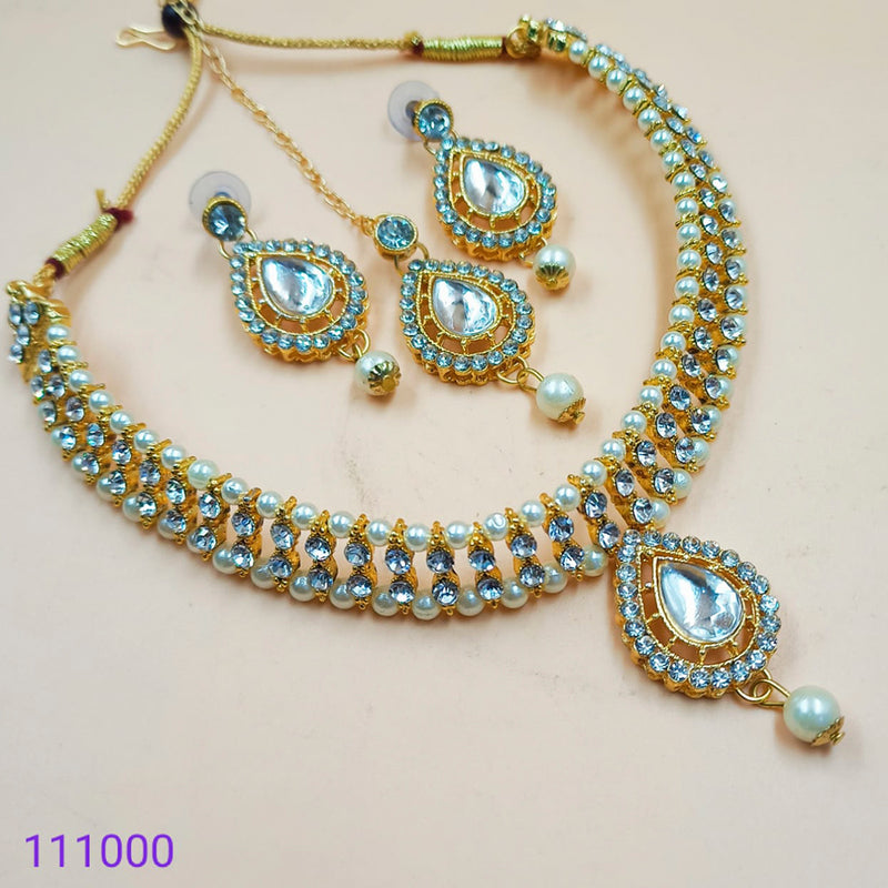 Padmawati Bangles Gold Plated Austrian Stone & Pearl Choker Necklace Set